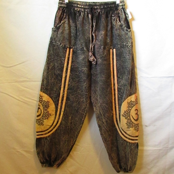 Pants - boho, hippie, or festival fashion stonewashed harem-style trousers